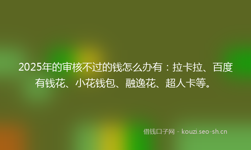 2025年的审核不过的钱怎么办有：拉卡拉、百度有钱花、小花钱包、融逸花、超人卡等。