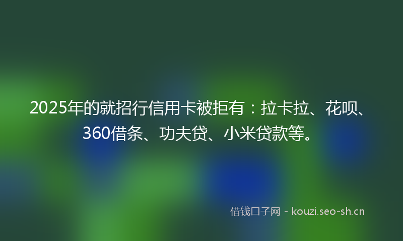 2025年的就招行信用卡被拒有：拉卡拉、花呗、360借条、功夫贷、小米贷款等。