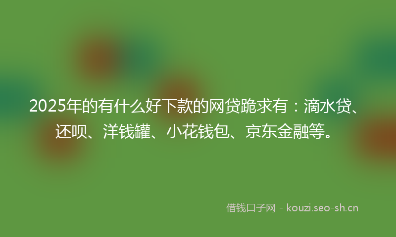 2025年的有什么好下款的网贷跪求有：滴水贷、还呗、洋钱罐、小花钱包、京东金融等。