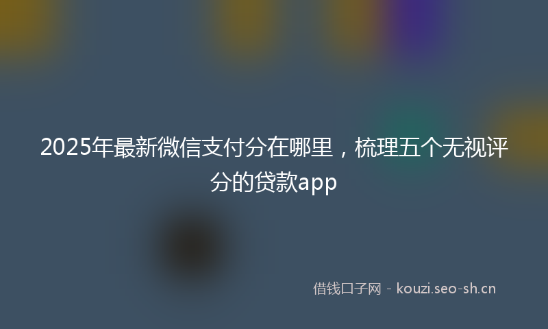 2025年最新微信支付分在哪里，梳理五个无视评分的贷款app