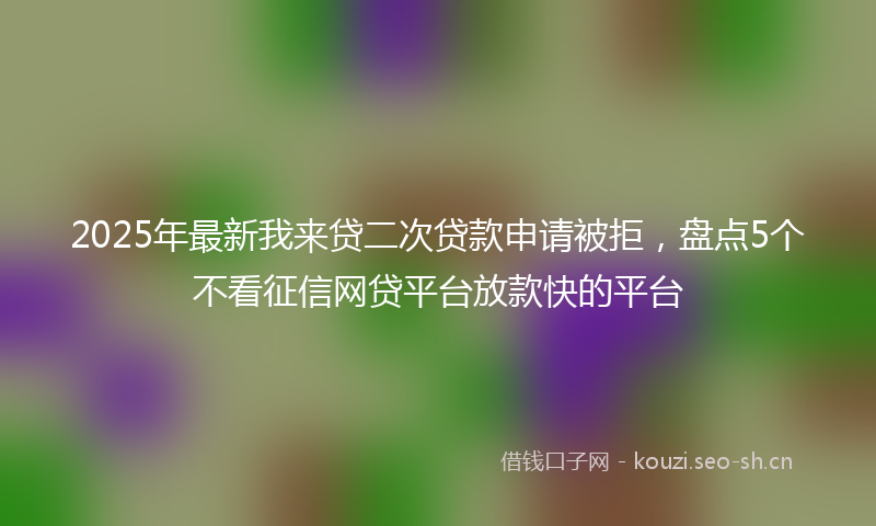 2025年最新我来贷二次贷款申请被拒，盘点5个不看征信网贷平台放款快的平台