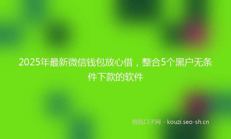 2025年最新微信钱包放心借，整合5个黑户无条件下款的软件