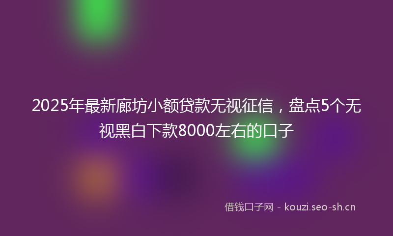 2025年最新廊坊小额贷款无视征信，盘点5个无视黑白下款8000左右的口子