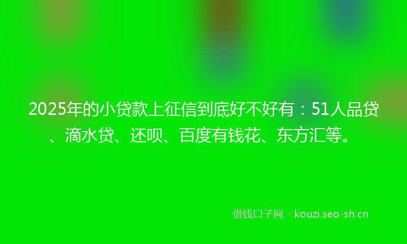 2025年的小贷款上征信到底好不好有：51人品贷、滴水贷、还呗、百度有钱花、东方汇等。