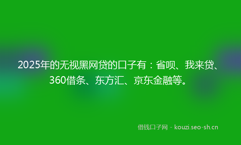 2025年的无视黑网贷的口子有：省呗、我来贷、360借条、东方汇、京东金融等。