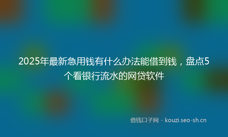 2025年最新急用钱有什么办法能借到钱，盘点5个看银行流水的网贷软件