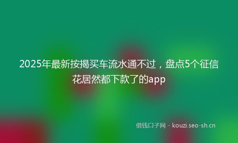 2025年最新按揭买车流水通不过，盘点5个征信花居然都下款了的app