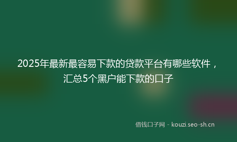 2025年最新最容易下款的贷款平台有哪些软件，汇总5个黑户能下款的口子