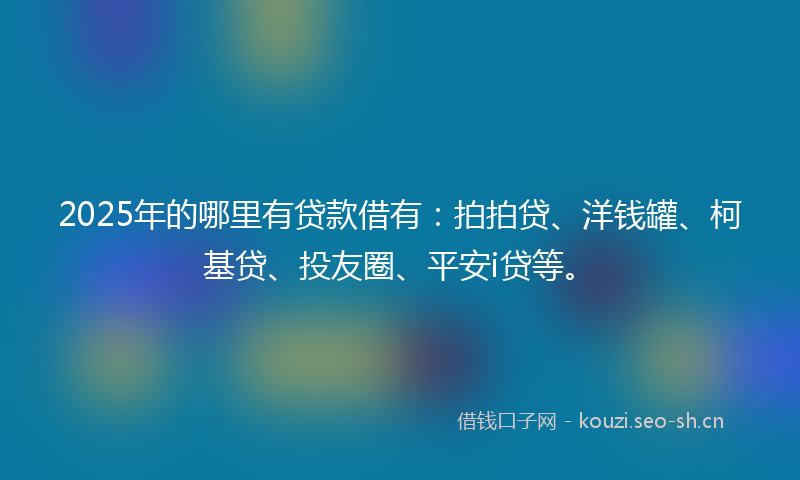 2025年的哪里有贷款借有：拍拍贷、洋钱罐、柯基贷、投友圈、平安i贷等。