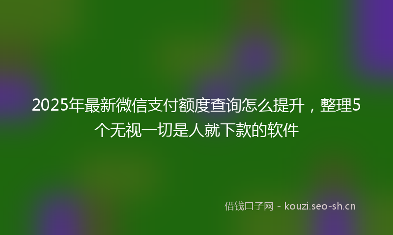 2025年最新微信支付额度查询怎么提升，整理5个无视一切是人就下款的软件