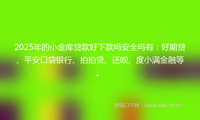2025年的小金库贷款好下款吗安全吗有：好期贷、平安口袋银行、拍拍贷、还呗、度小满金融等。