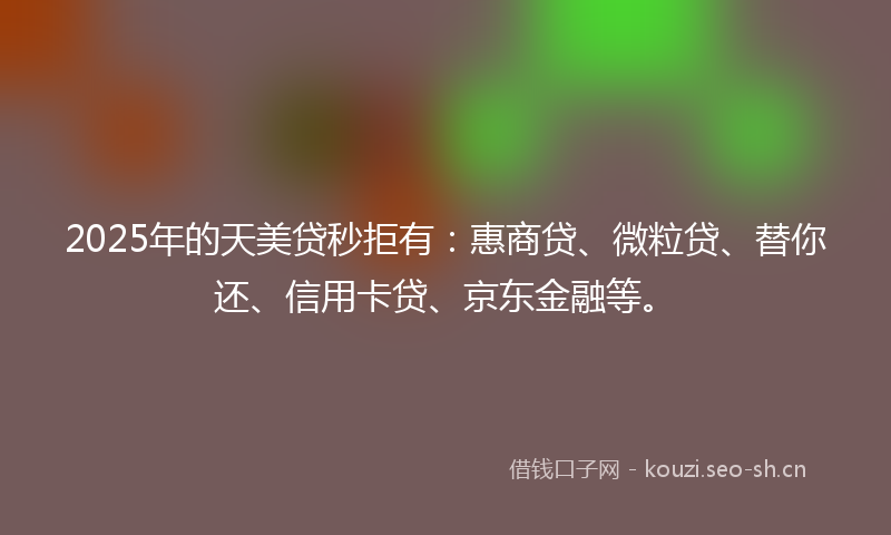 2025年的天美贷秒拒有：惠商贷、微粒贷、替你还、信用卡贷、京东金融等。