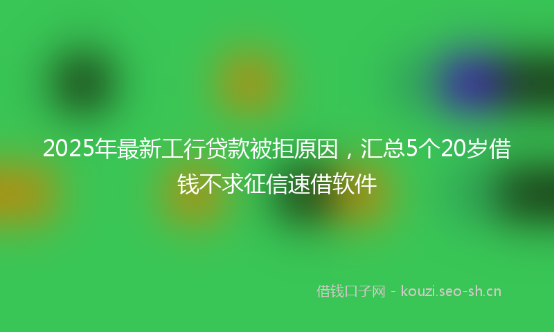 2025年最新工行贷款被拒原因，汇总5个20岁借钱不求征信速借软件