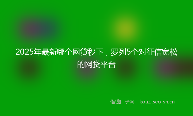 2025年最新哪个网贷秒下，罗列5个对征信宽松的网贷平台