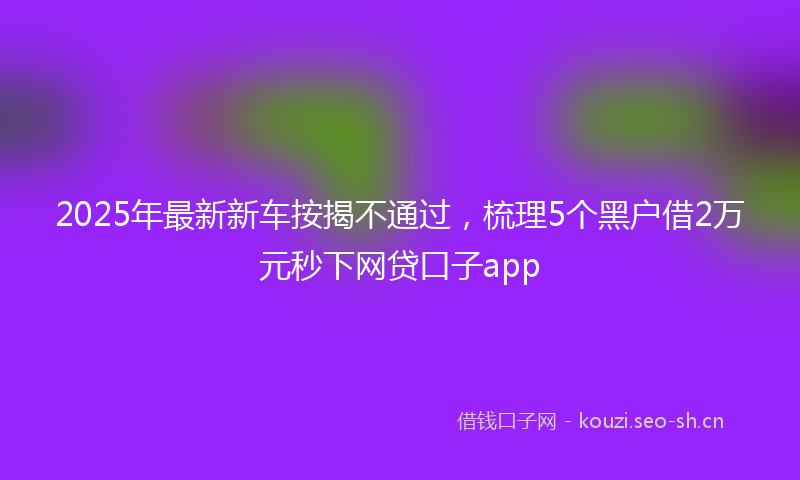 2025年最新新车按揭不通过，梳理5个黑户借2万元秒下网贷口子app
