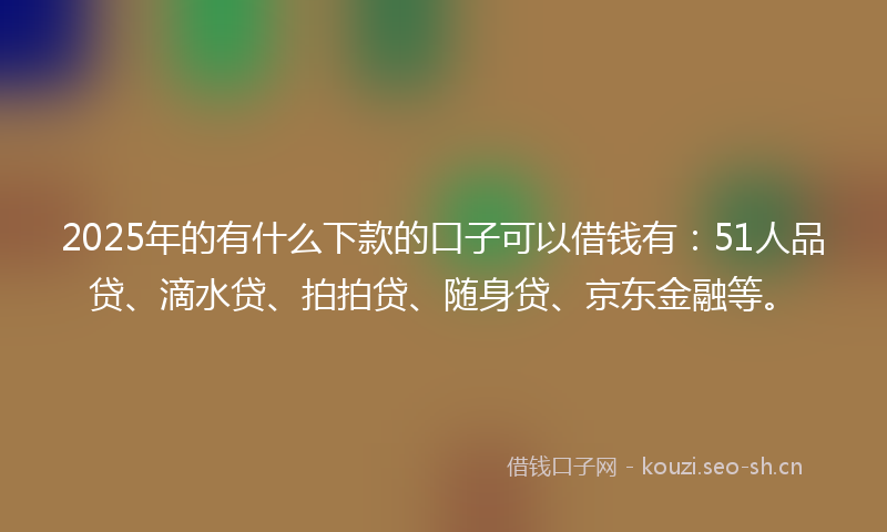 2025年的有什么下款的口子可以借钱有：51人品贷、滴水贷、拍拍贷、随身贷、京东金融等。