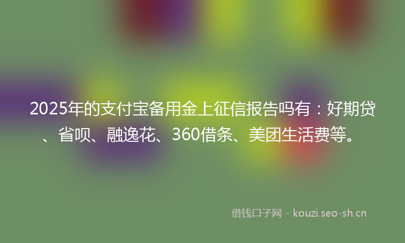 2025年的支付宝备用金上征信报告吗有：好期贷、省呗、融逸花、360借条、美团生活费等。