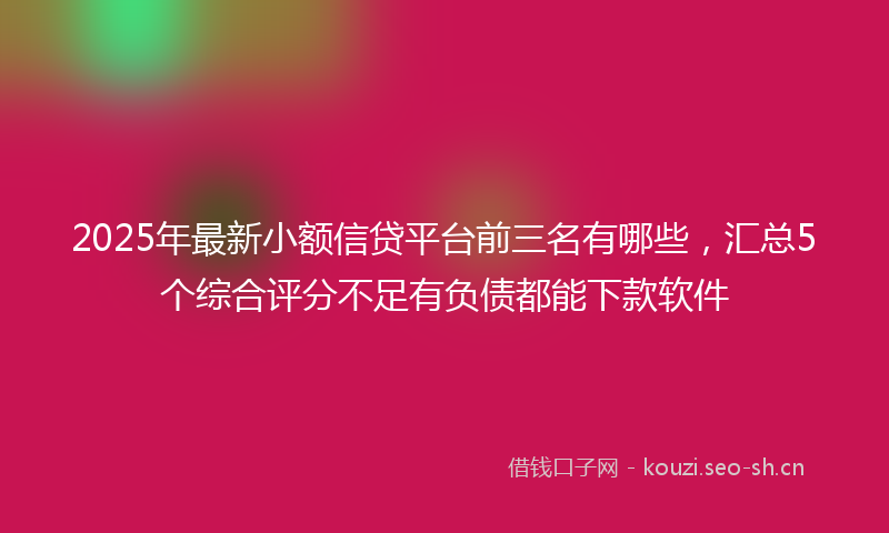 2025年最新小额信贷平台前三名有哪些，汇总5个综合评分不足有负债都能下款软件