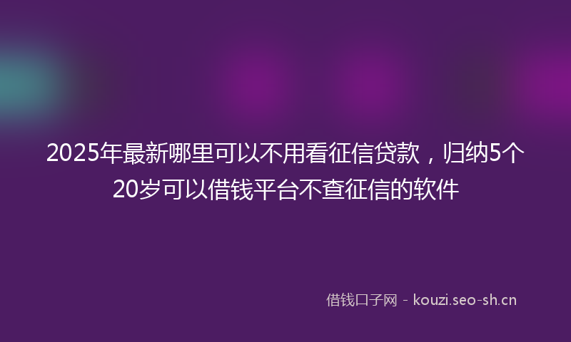 2025年最新哪里可以不用看征信贷款，归纳5个20岁可以借钱平台不查征信的软件