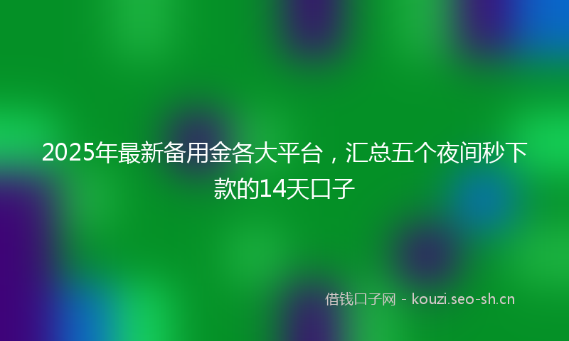 2025年最新备用金各大平台，汇总五个夜间秒下款的14天口子