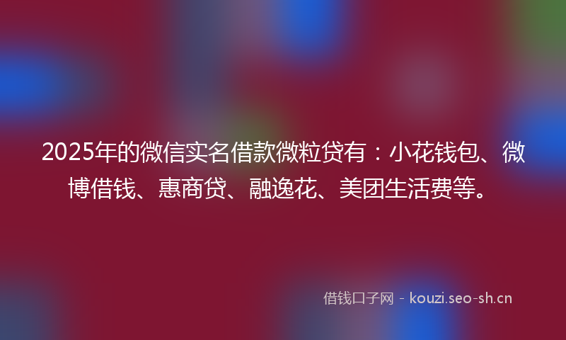 2025年的微信实名借款微粒贷有：小花钱包、微博借钱、惠商贷、融逸花、美团生活费等。