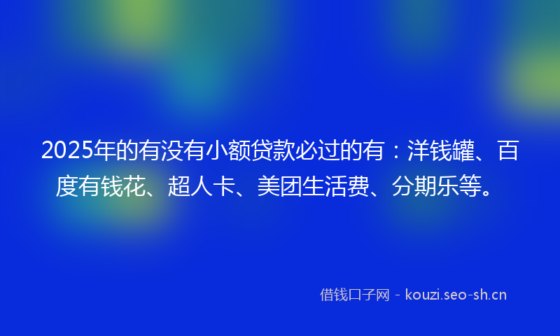 2025年的有没有小额贷款必过的有：洋钱罐、百度有钱花、超人卡、美团生活费、分期乐等。