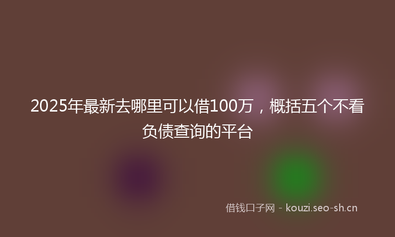 2025年最新去哪里可以借100万，概括五个不看负债查询的平台