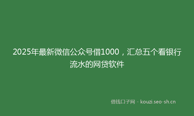 2025年最新微信公众号借1000，汇总五个看银行流水的网贷软件