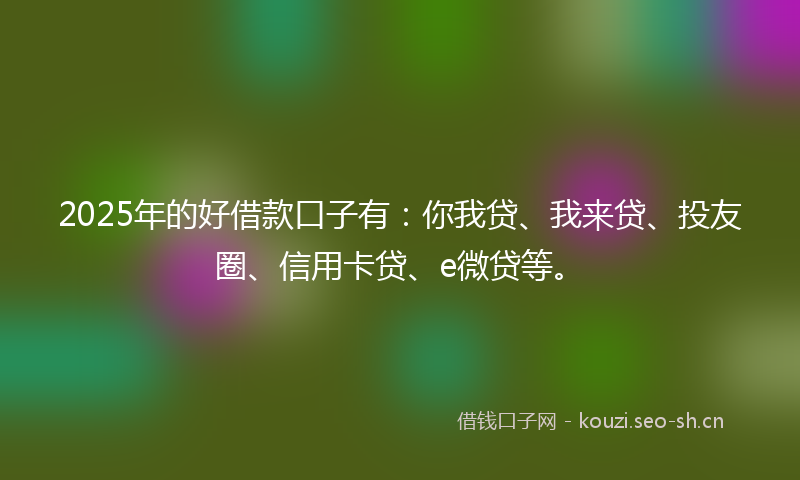 2025年的好借款口子有：你我贷、我来贷、投友圈、信用卡贷、e微贷等。