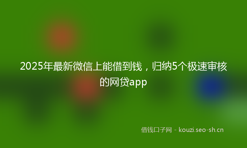 2025年最新微信上能借到钱，归纳5个极速审核的网贷app