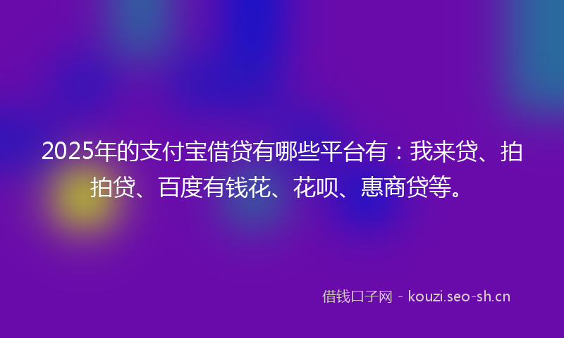 2025年的支付宝借贷有哪些平台有：我来贷、拍拍贷、百度有钱花、花呗、惠商贷等。