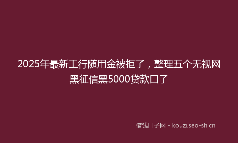 2025年最新工行随用金被拒了，整理五个无视网黑征信黑5000贷款口子