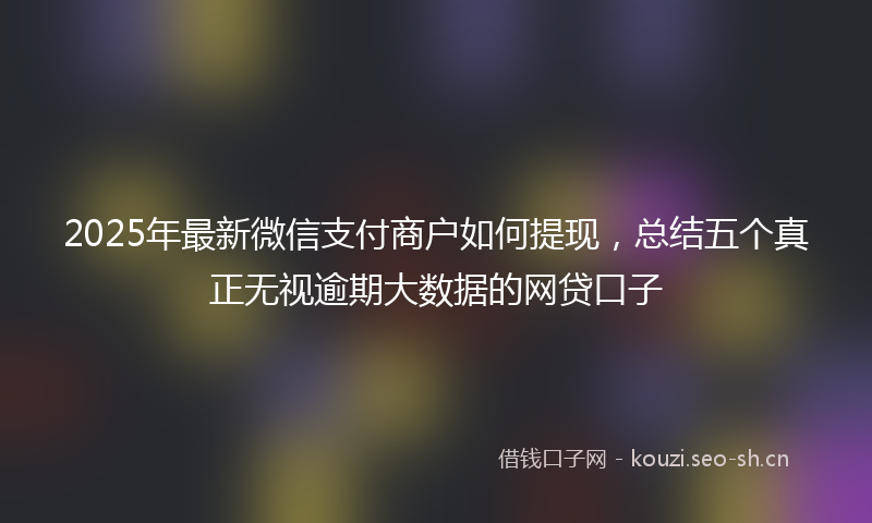 2025年最新微信支付商户如何提现，总结五个真正无视逾期大数据的网贷口子