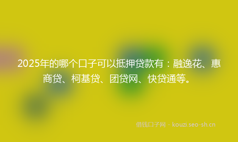 2025年的哪个口子可以抵押贷款有：融逸花、惠商贷、柯基贷、团贷网、快贷通等。