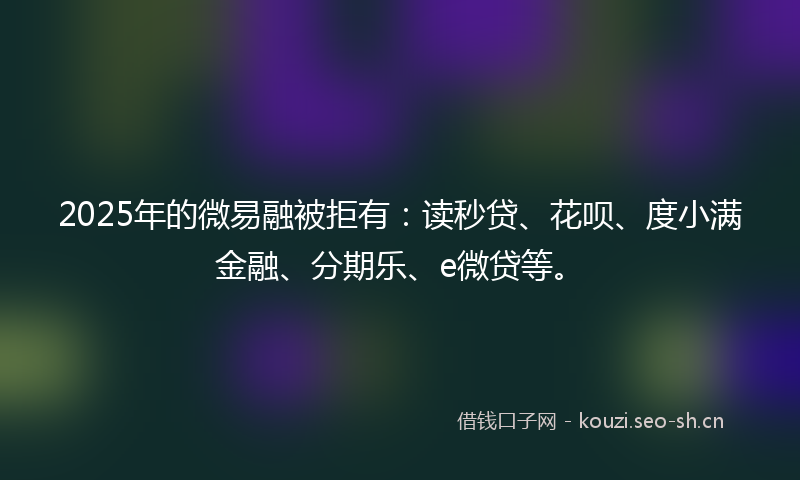 2025年的微易融被拒有：读秒贷、花呗、度小满金融、分期乐、e微贷等。
