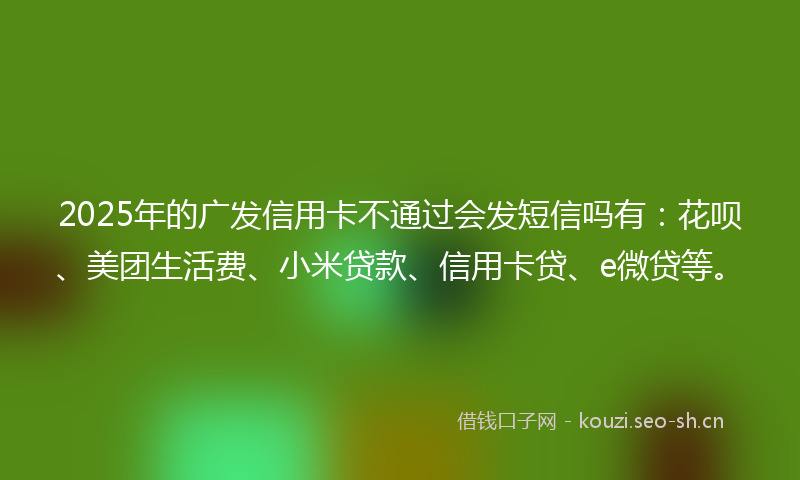 2025年的广发信用卡不通过会发短信吗有：花呗、美团生活费、小米贷款、信用卡贷、e微贷等。