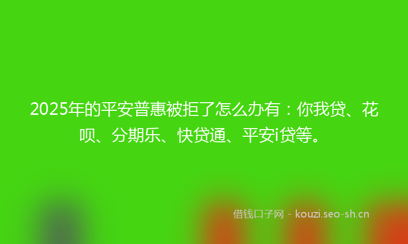 2025年的平安普惠被拒了怎么办有：你我贷、花呗、分期乐、快贷通、平安i贷等。