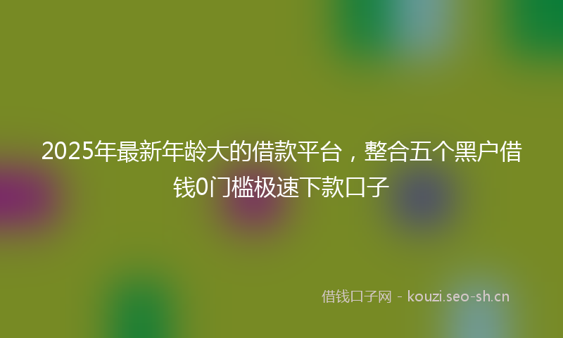 2025年最新年龄大的借款平台，整合五个黑户借钱0门槛极速下款口子