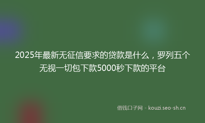 2025年最新无征信要求的贷款是什么，罗列五个无视一切包下款5000秒下款的平台