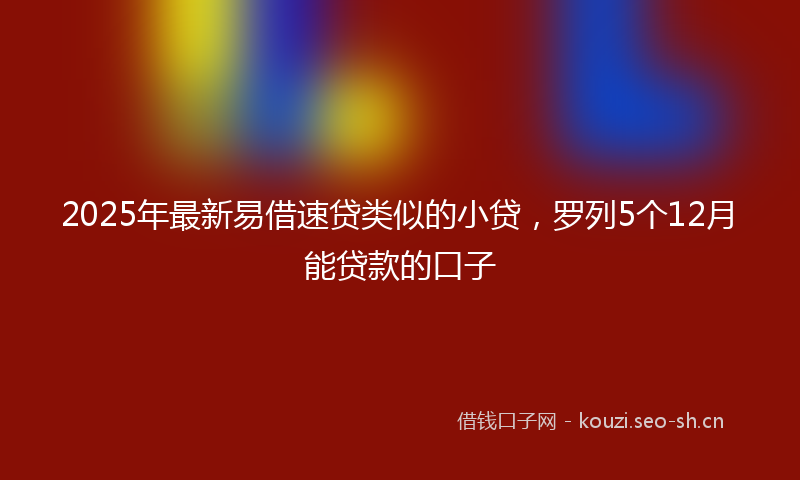 2025年最新易借速贷类似的小贷，罗列5个12月能贷款的口子