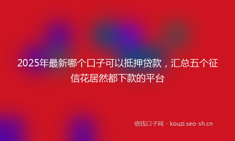 2025年最新哪个口子可以抵押贷款，汇总五个征信花居然都下款的平台