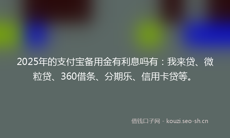 2025年的支付宝备用金有利息吗有：我来贷、微粒贷、360借条、分期乐、信用卡贷等。