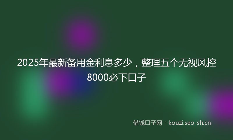 2025年最新备用金利息多少，整理五个无视风控8000必下口子