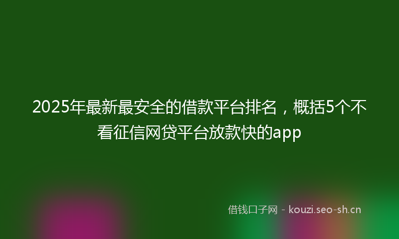2025年最新最安全的借款平台排名，概括5个不看征信网贷平台放款快的app