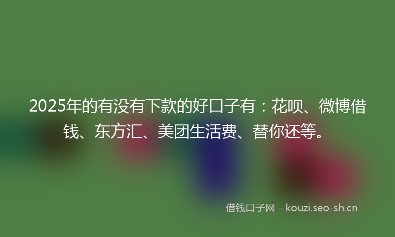 2025年的有没有下款的好口子有：花呗、微博借钱、东方汇、美团生活费、替你还等。