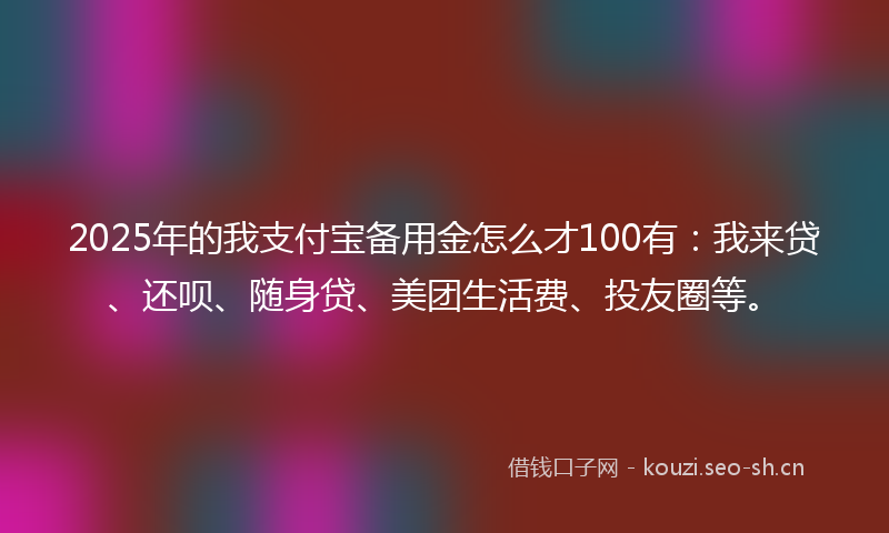 2025年的我支付宝备用金怎么才100有：我来贷、还呗、随身贷、美团生活费、投友圈等。