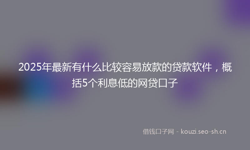 2025年最新有什么比较容易放款的贷款软件，概括5个利息低的网贷口子