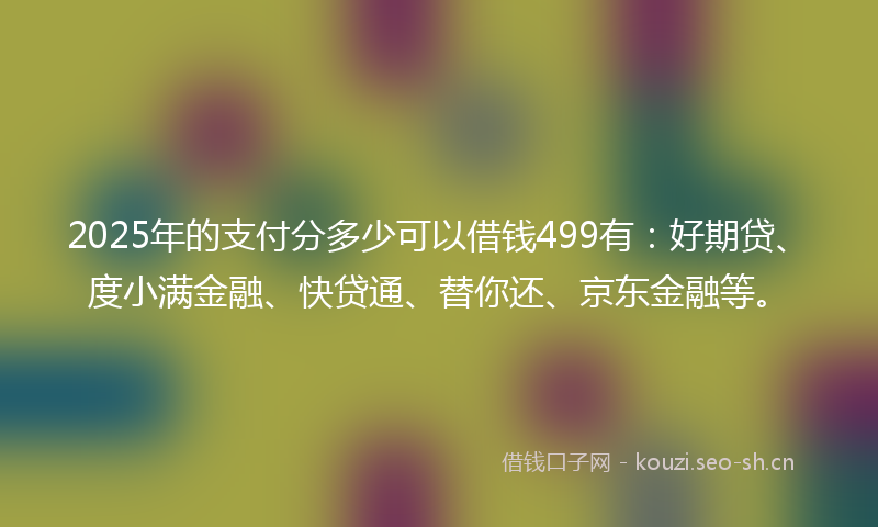 2025年的支付分多少可以借钱499有：好期贷、度小满金融、快贷通、替你还、京东金融等。