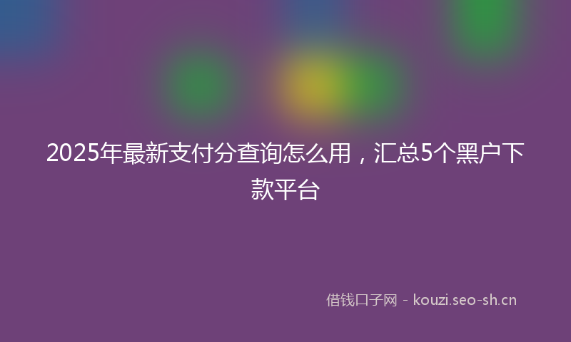 2025年最新支付分查询怎么用，汇总5个黑户下款平台
