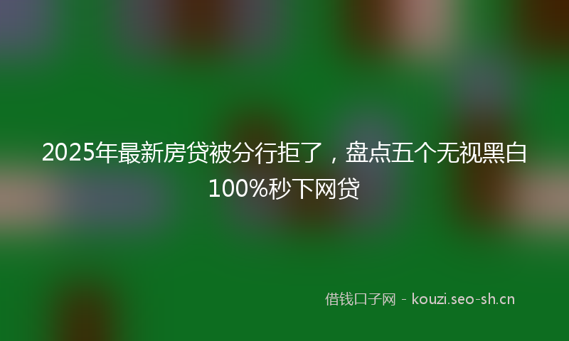 2025年最新房贷被分行拒了，盘点五个无视黑白100%秒下网贷